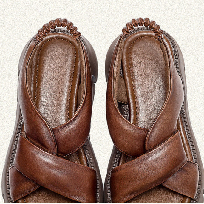 Women's Leather Summer Platform Casual Sandals