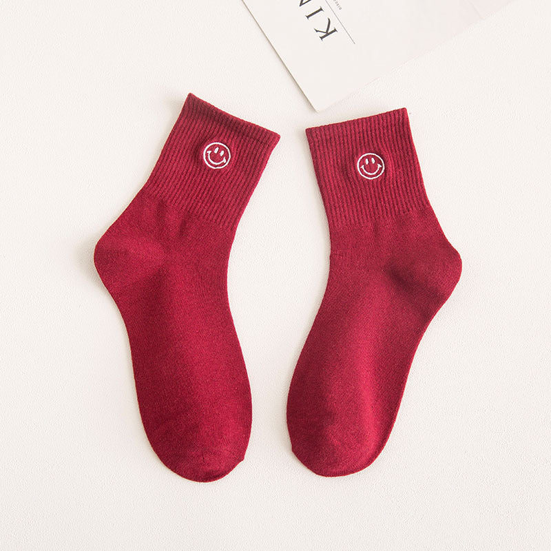 3 Pairs Smiley Cotton Socks Women's Socks