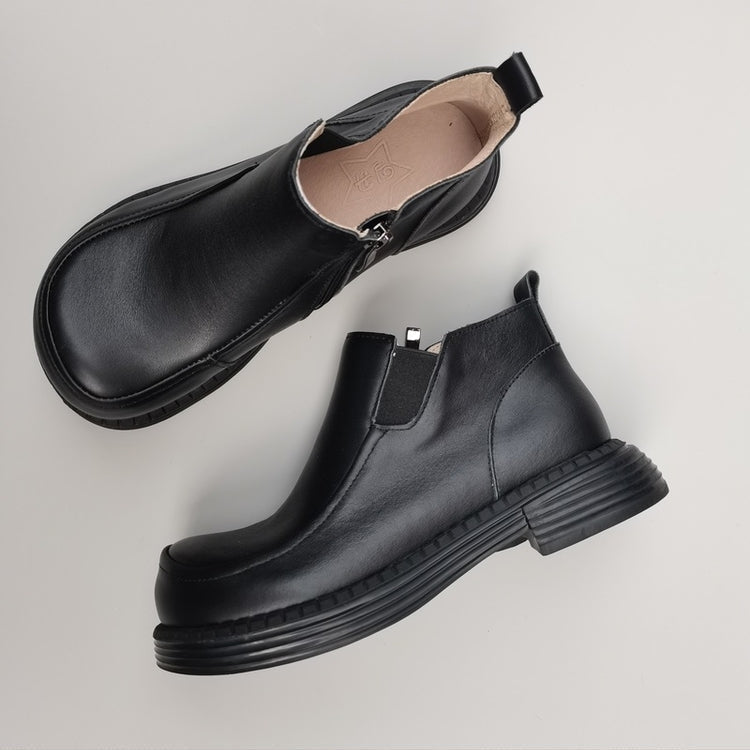 Women's British-Style Wide Toe Derby Boot – Soft Rubber Sole, Comfortable Fit