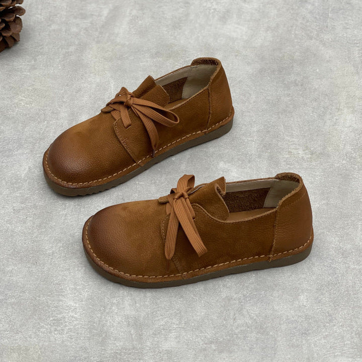 Women’s Soft Leather Lace-Up Flats – Comfortable Everyday Shoes