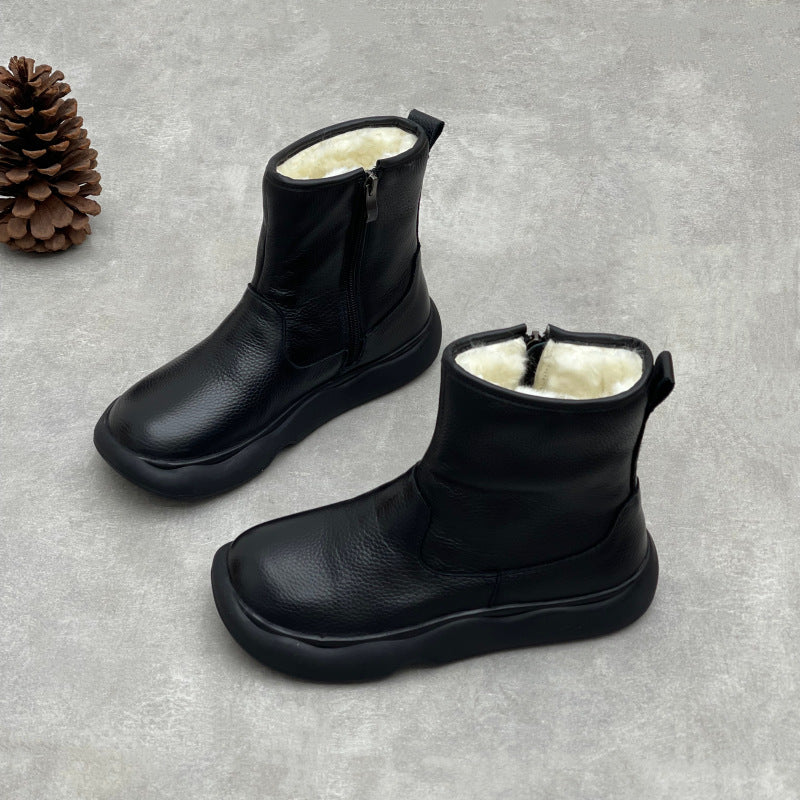 Clearance Sale Fur Lined Leather Winter Boots for Women $49.99 - Black/US8/CN39/245