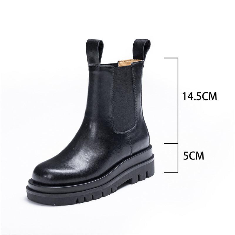 Women's Platform Chelsea Boots Elastic Black Chunky Boots