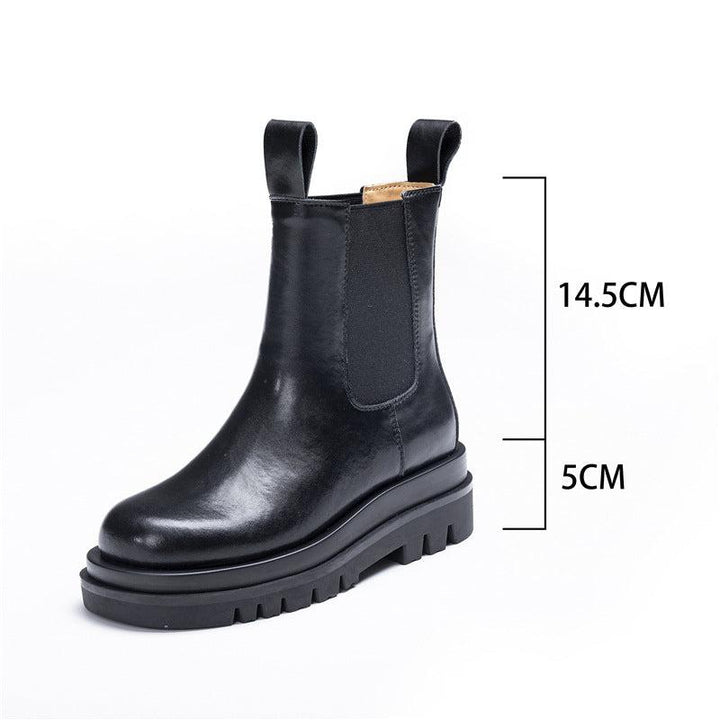 Women's Platform Chelsea Boots Elastic Black Chunky Boots