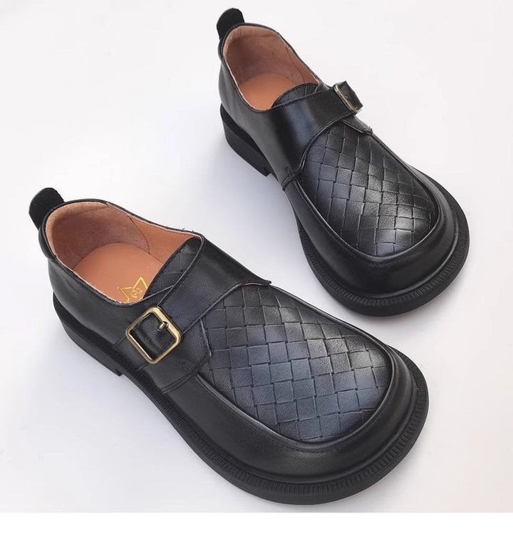 Genuine Leather Women's Loafers - Wide Fit & Big Toe Box British Style Slip-On