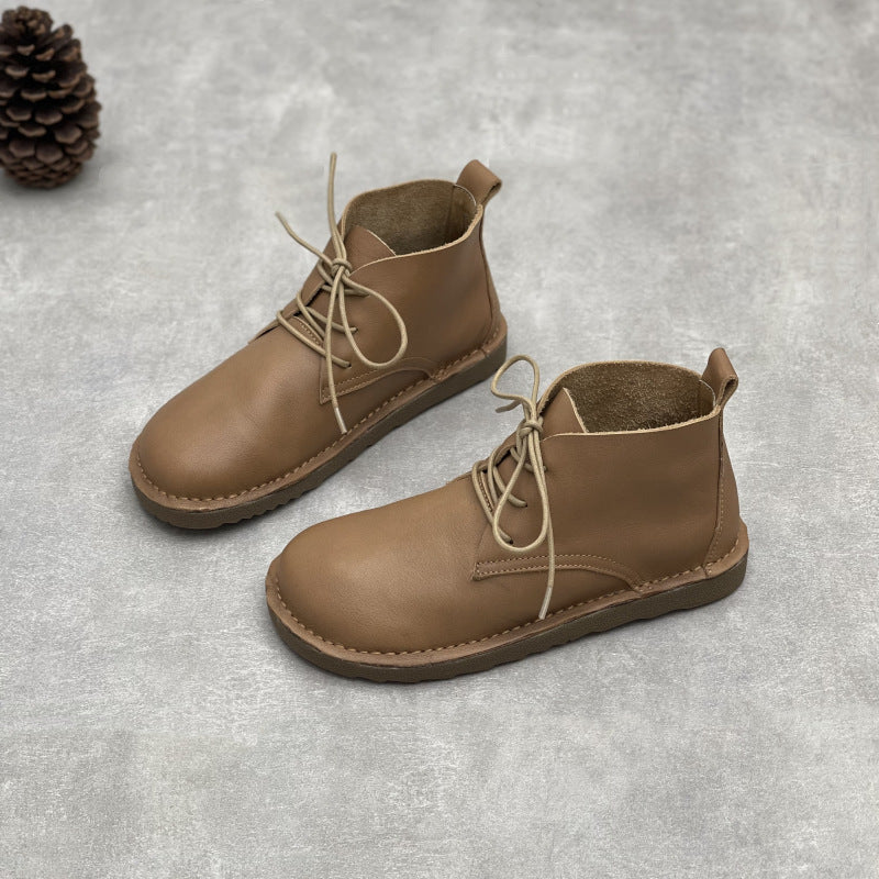 Women's Minimalist Leather Lace-Up Ankle Boots – Everyday Style