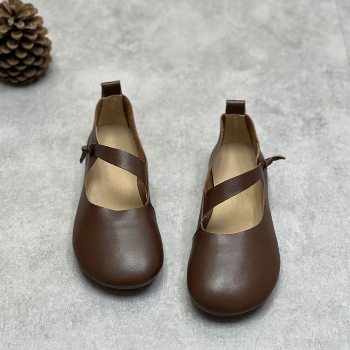 Women's Leather Mary Jane Flats – Round-Toe