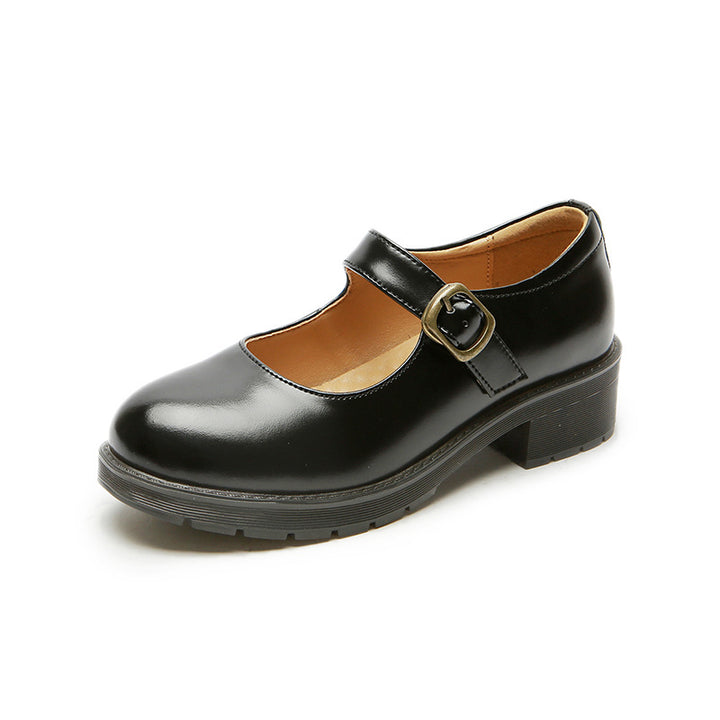 Mary Janes Shoes Women Leather Chunky Uniform Dress Shoes