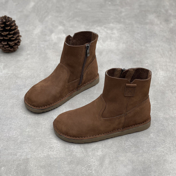 Women's Minimalist Leather Zipper Ankle Boots – Everyday Style