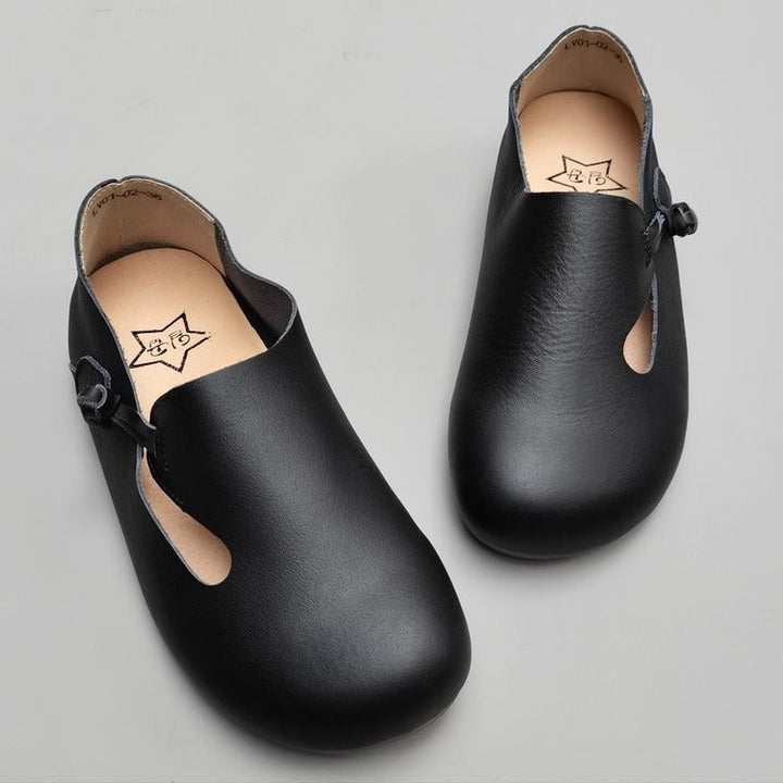Women's Handmade Cowhide Leather Flats – Soft, Non-Slip & Vintage Style