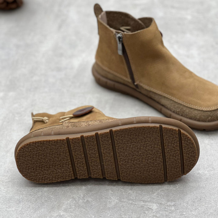 Women's Leather Comfortable Handmade Retro Flat Boots / Plush Lining