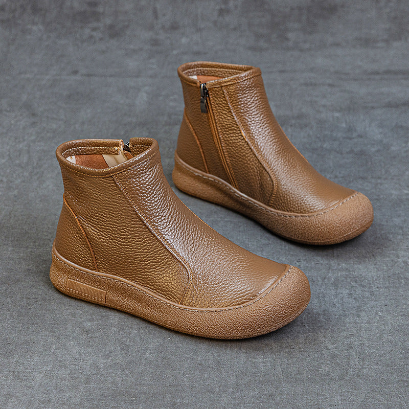 Women's Casual Round Toe Zipper Ankle Boots – Everyday Style