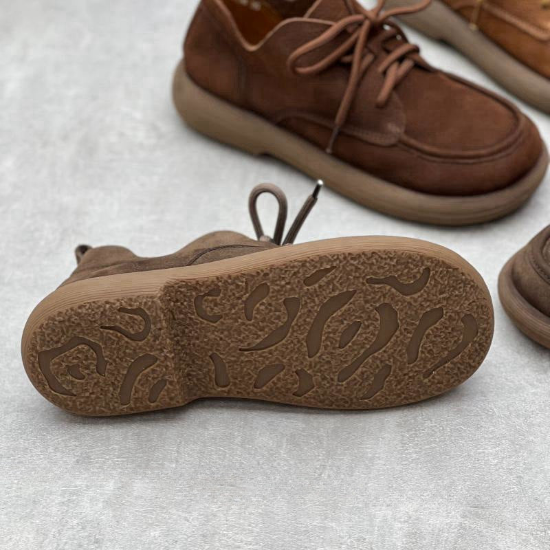 Handmade Womens Lace-up Leather Oxford Flat Shoes