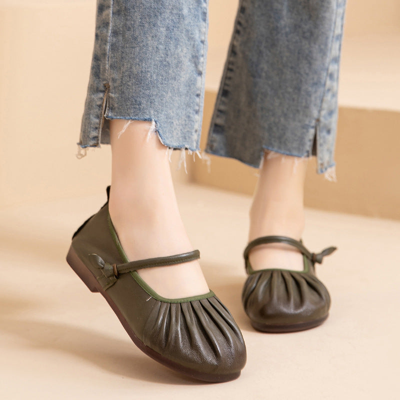 Women's Genuine Leather Mary Janes - Vintage Shell Soft Sole