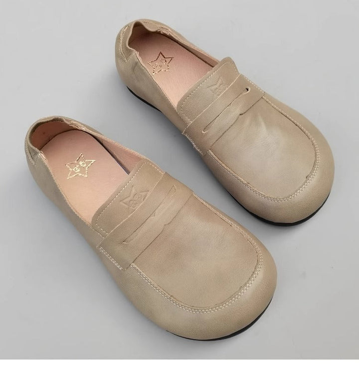 Genuine Leather Women's Flats with Wide Fit & Big Toe Box