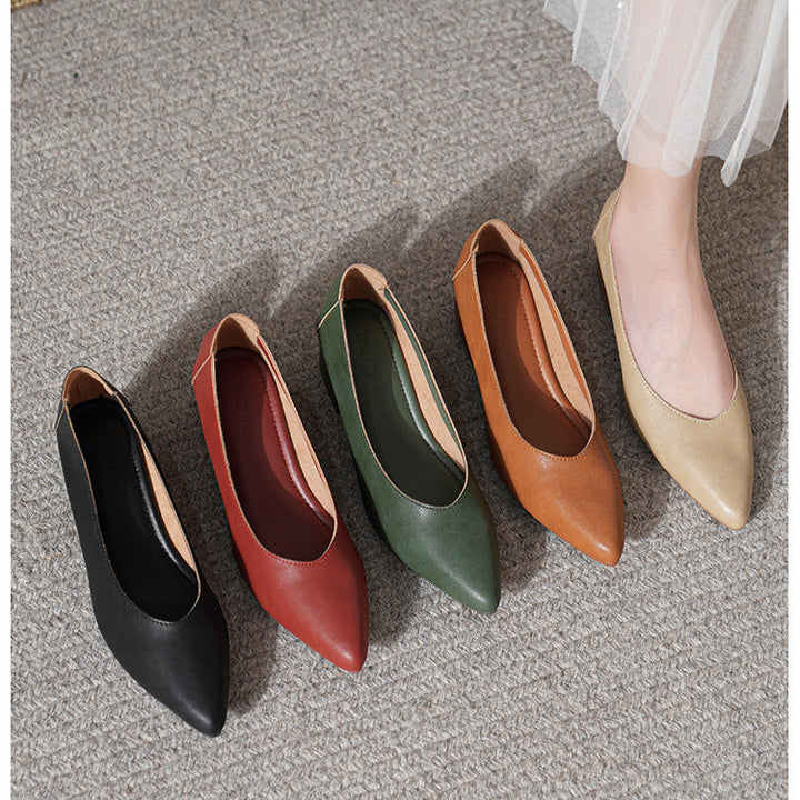 Women's Leather Mid Heel Multicolor Slip On Comfortable Pump