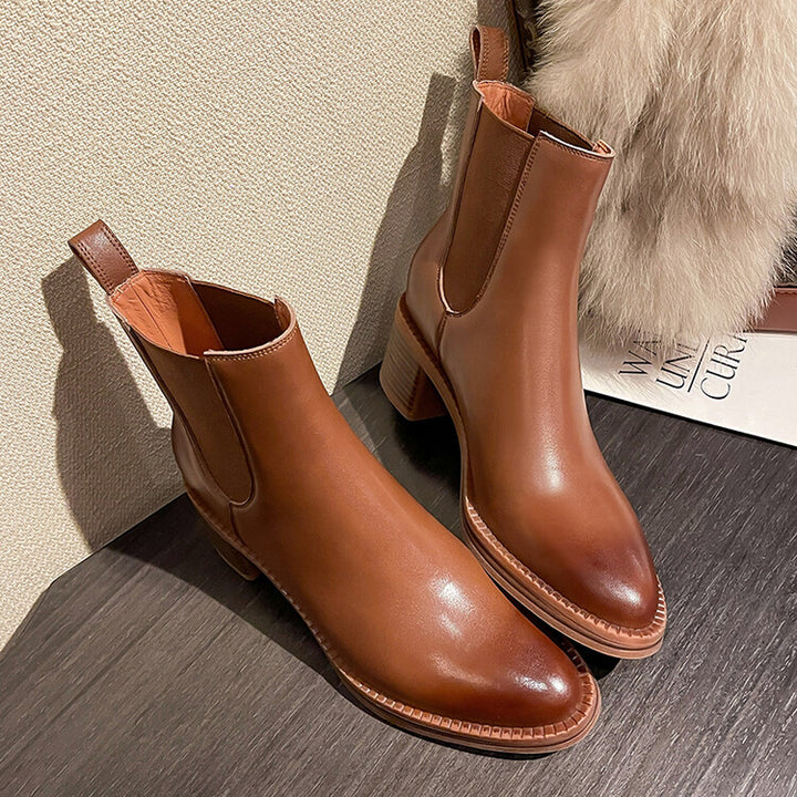Women's Pointed Leather Handmade Chelsea Boot