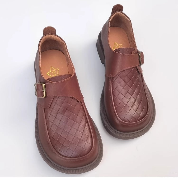 Genuine Leather Women's Loafers - Wide Fit & Big Toe Box British Style Slip-On