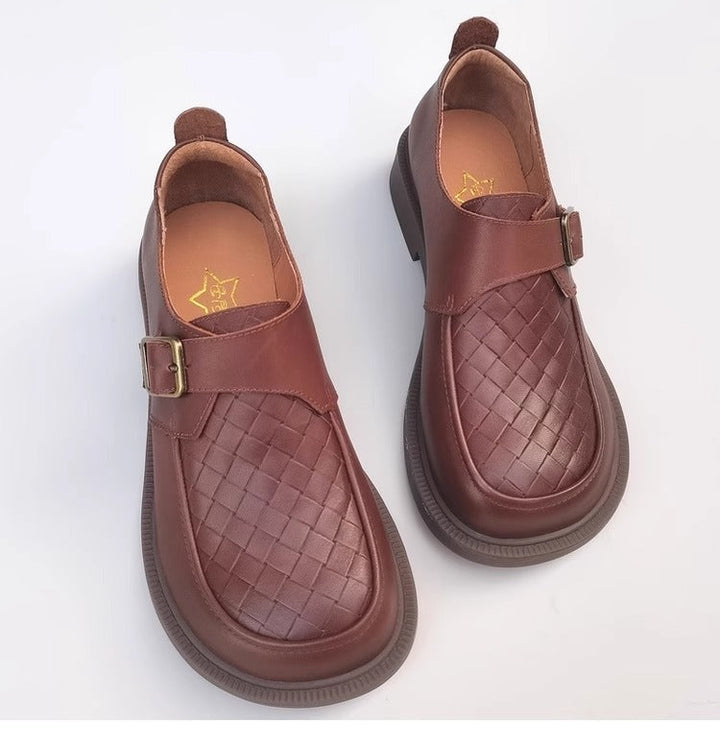 Genuine Leather Women's Loafers - Wide Fit & Big Toe Box British Style Slip-On
