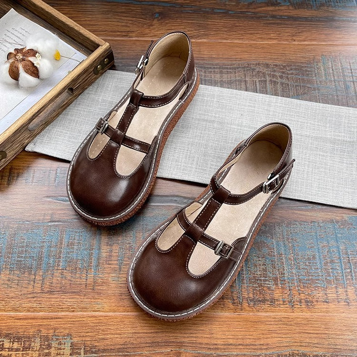 Womens Mori Literary Style Closed Toe Side Hollow Sandals