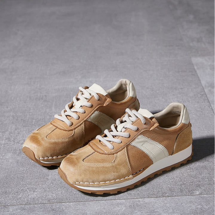 Women's Leather Patchwork Sneakers Comfortable Soles Suede Causal Sport Shoes