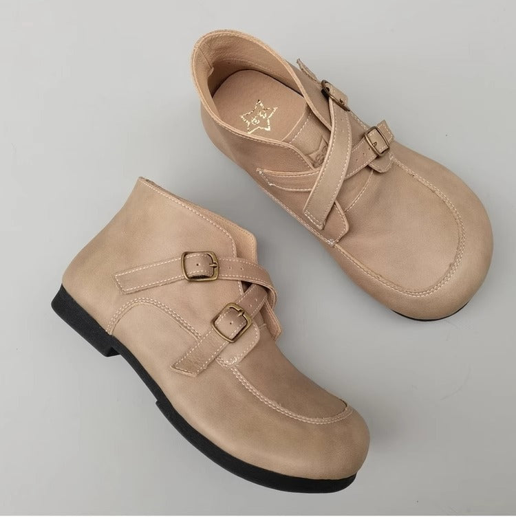 Womens Big Toe Box Genuine Leather Wide Fit Ankle Boots - Comfort Shoes for Wide/High Instep Feet