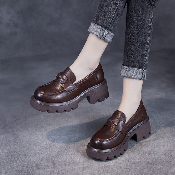 Minimalist Leather Loafers – Lightweight Platform Slip-Ons for Women