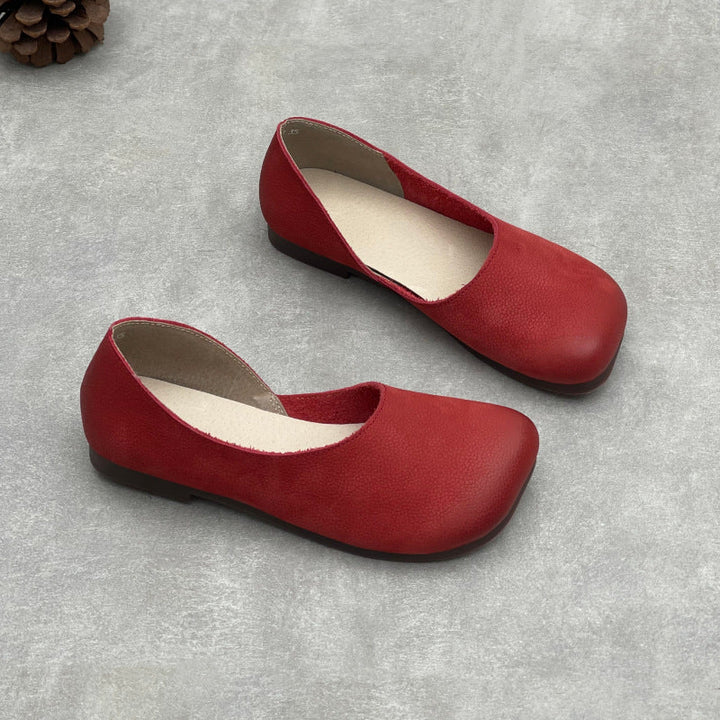Women’s Handmade Leather Slip-On Flats – Asymmetric Comfortable Casual Shoes