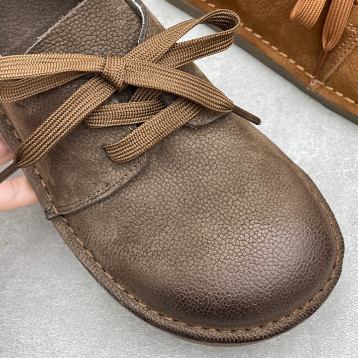 Women’s Soft Leather Lace-Up Flats – Comfortable Everyday Shoes