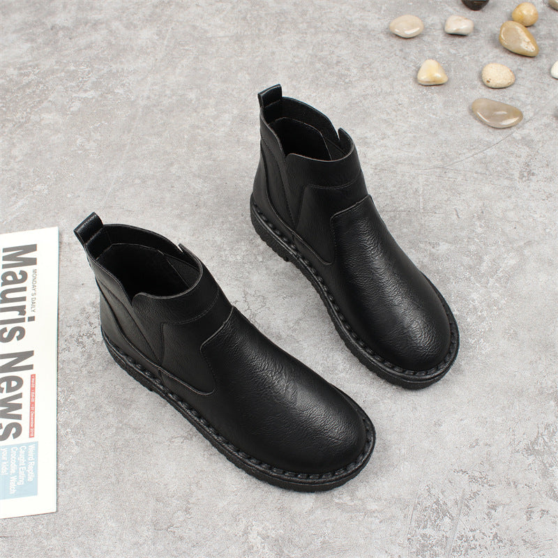 Round Toe Short Flat Soft Sole Women's Boots