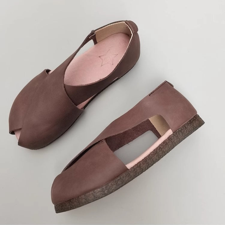 Women's Handmade Leather Side Hollow Out Breathable Comfort Sandals