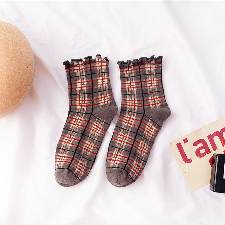 3 Pairs Checkered Fantasy Socks Women's Socks