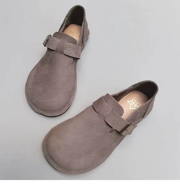 Women's Genuine Leather Loafers Extra Wide Toe Box Soft Sole Slip On Flat Shoes