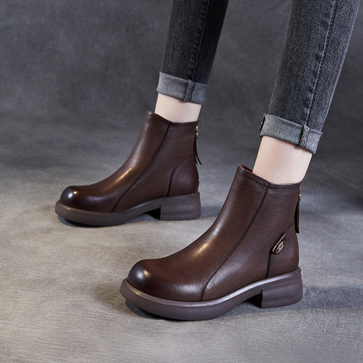 Women's Casual Genuine Leather Ankle Boots – Comfortable for Daily Wear