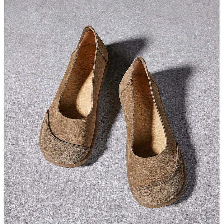 Women's Leather Patchwork Simple Design Style Comfortable Flat Shoes