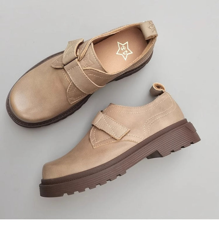 Womens Genuine Leather JK Uniform Shoes Loafers for Wide & Fat Feet