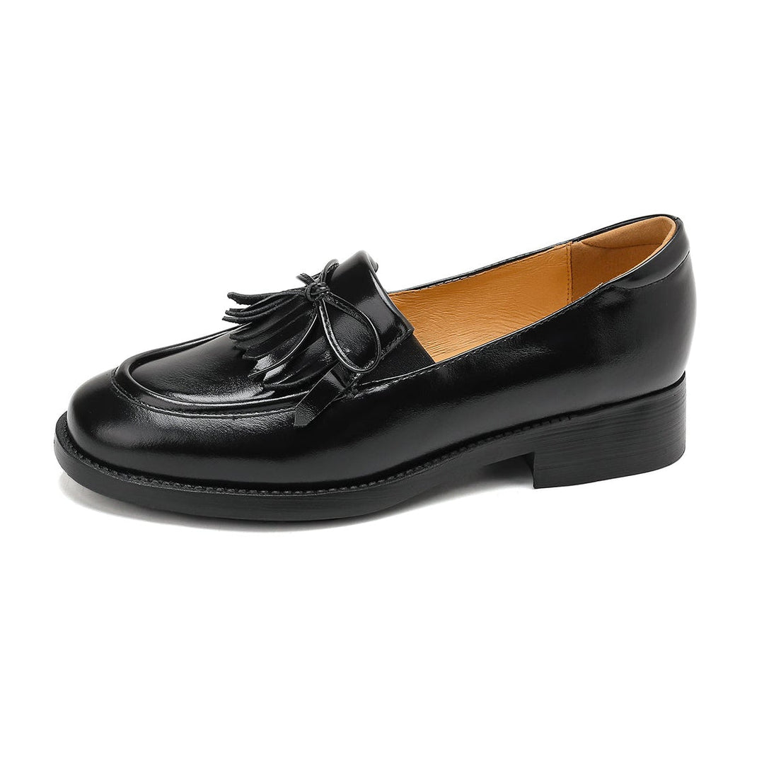 Women's Leather Tassel Loafers Classic British Style Commuter Flats
