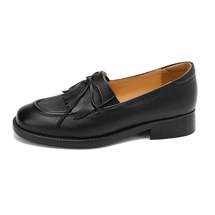 Women's Leather Tassel Loafers Classic British Style Commuter Flats