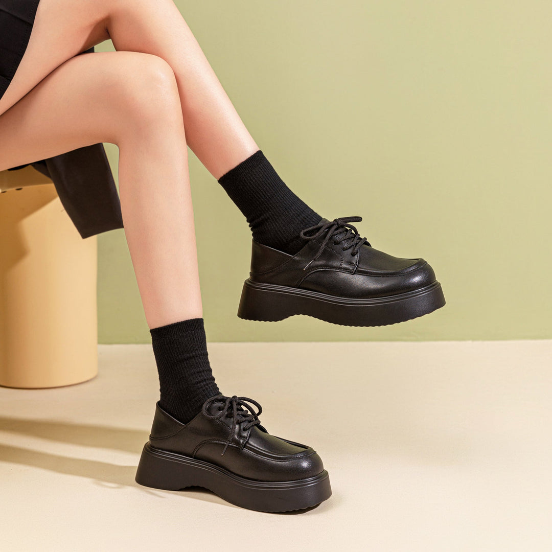 Women's Platform Oxford Shoes – Casual Slip-On Heel Can Be Stepped