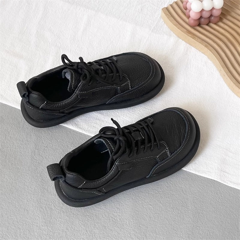 Women's Vintage Leather Lace-Up Flat Casual Shoes