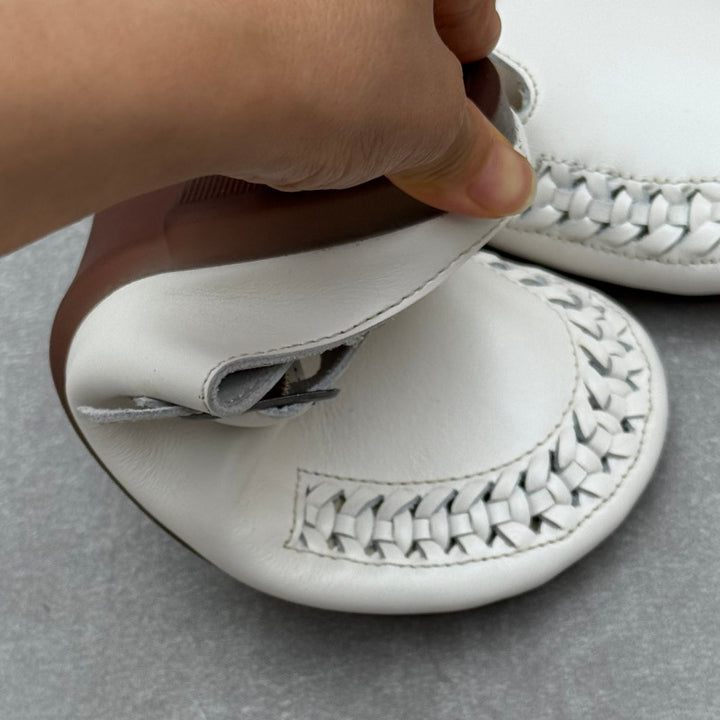 Women's T-Strap Leather Mules Retro Woven Perforated Clogs Barefoot-Friendly Casual Summer Flats