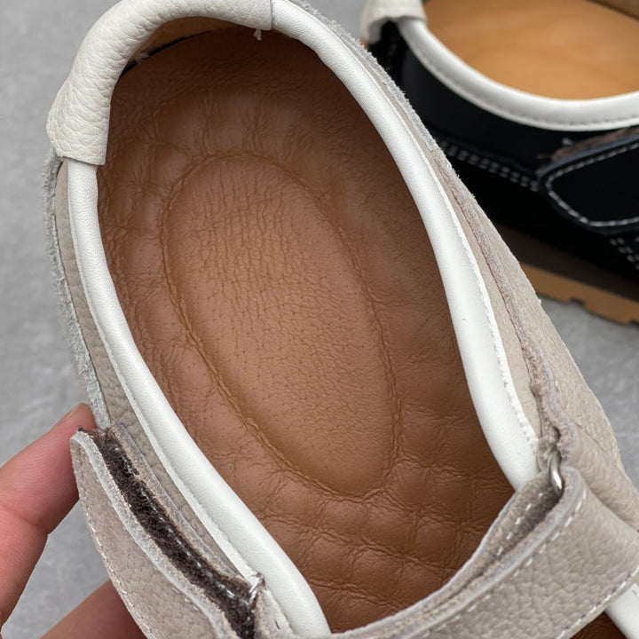 Women’s Cute Leather Mary Jane Sneakers – Casual Velcro Strap Comfortable Shoes