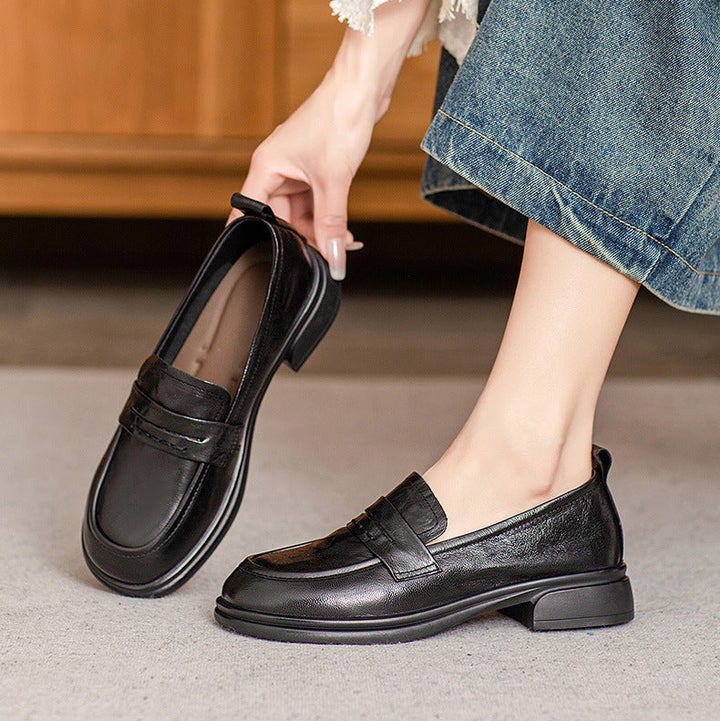 Classic Women's Loafers – Ruched Leather Sole Casual Shoes