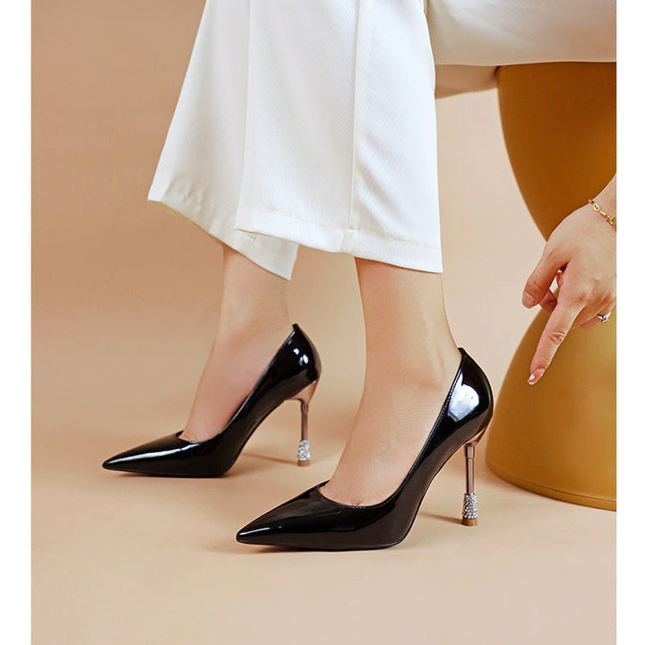 Women's Patent Leather Pointed Toe Stiletto Heels Pumps