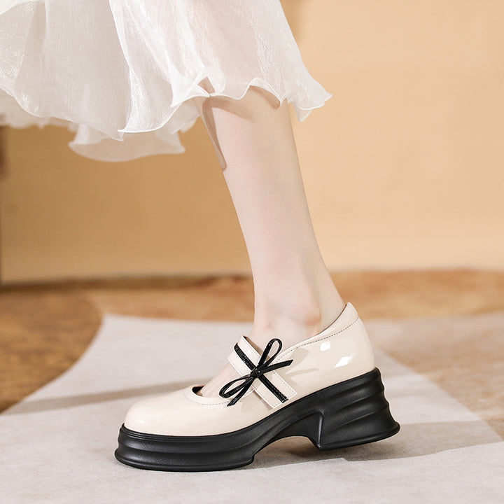 Retro Round Toe Preppy Style Platform Mary Jane Shoes