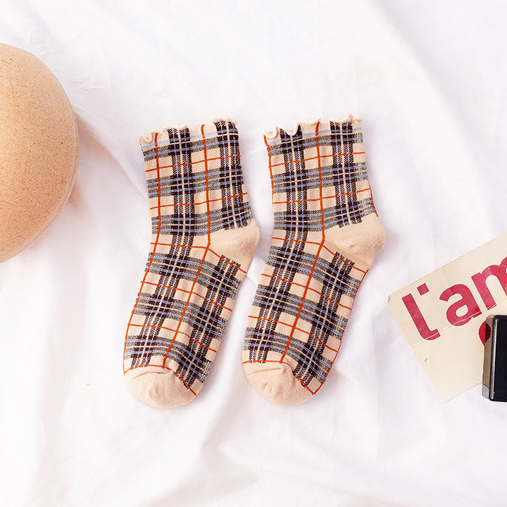 3 Pairs Checkered Fantasy Socks Women's Socks