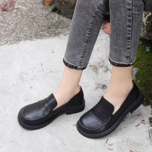 Handmade Women Loafers Big Toe Comfortable Soft Leather Shoes