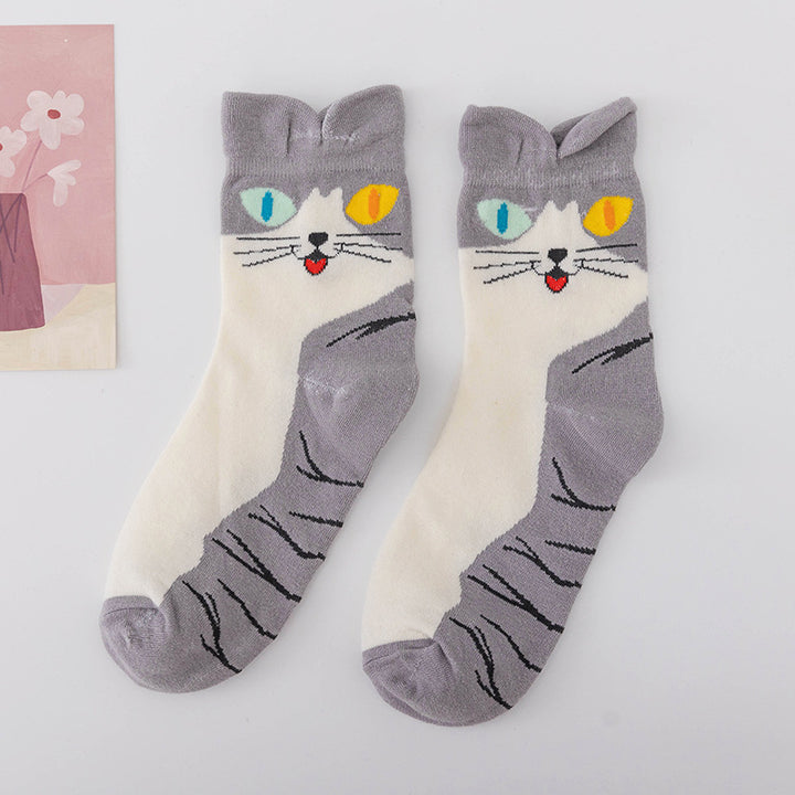 4 Pairs Cute Animal Socks for Women, Funny Cat Socks