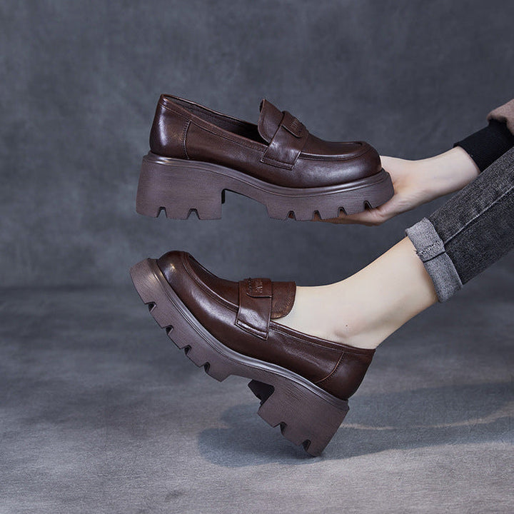 Minimalist Leather Loafers – Lightweight Platform Slip-Ons for Women