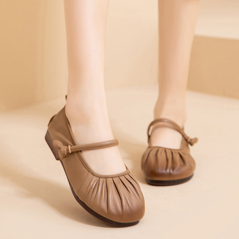 Women's Genuine Leather Mary Janes - Vintage Shell Soft Sole