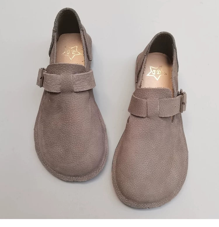Women's Genuine Leather Loafers Extra Wide Toe Box Soft Sole Slip On Flat Shoes